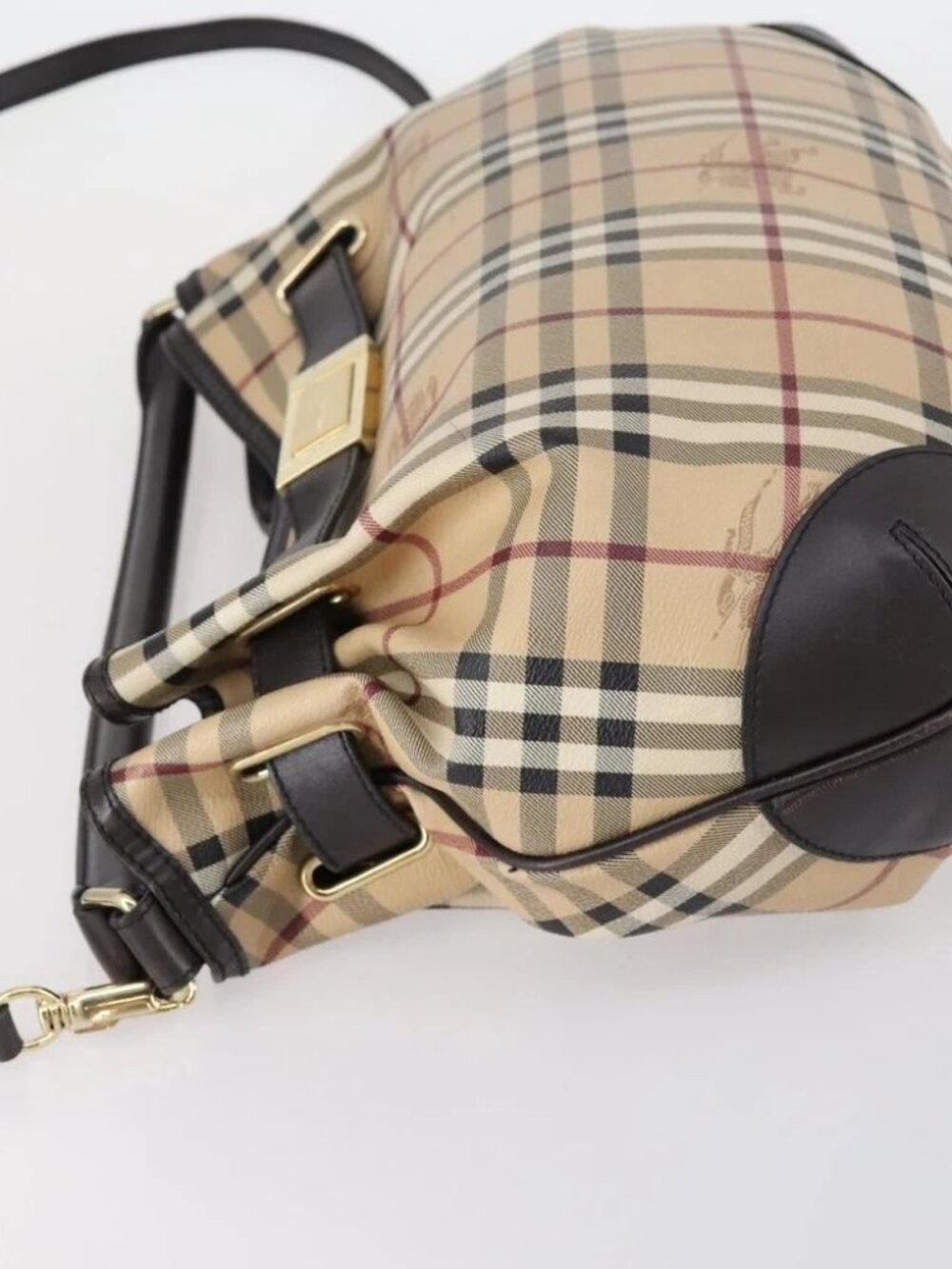 BURBERRY Nova Check Shoulder Bag PVC 2way Beige Gold - Picture 4 of 16